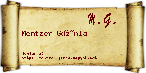 Mentzer Génia névjegykártya
